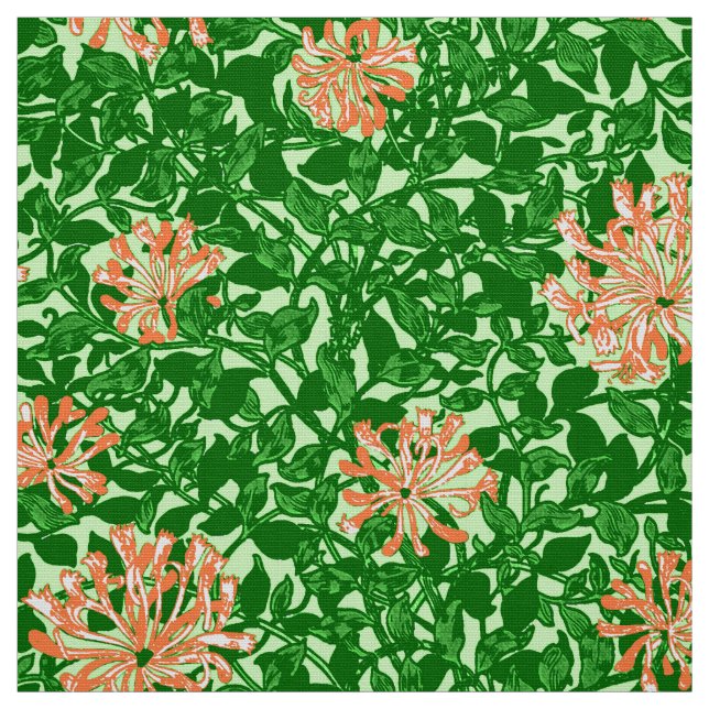 Tecido Madressilva, pêssego e verde de William Morris (Modelo)