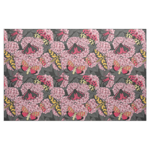 Tecido Mães na hidrangea rosa