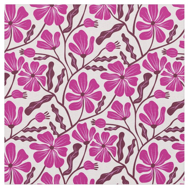 Tecido Magenta Mid Century Modern Floral Pattern (Detalhe)