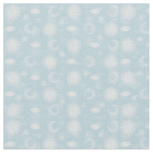 Tecido Magia White Moon Sun Stars Blue