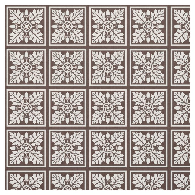 Tecido Mahogany Acorn e Leaf Azulejo (Modelo)