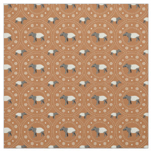 Tecido Malaios Tapirs Animal Patterna Cinnamon Orange