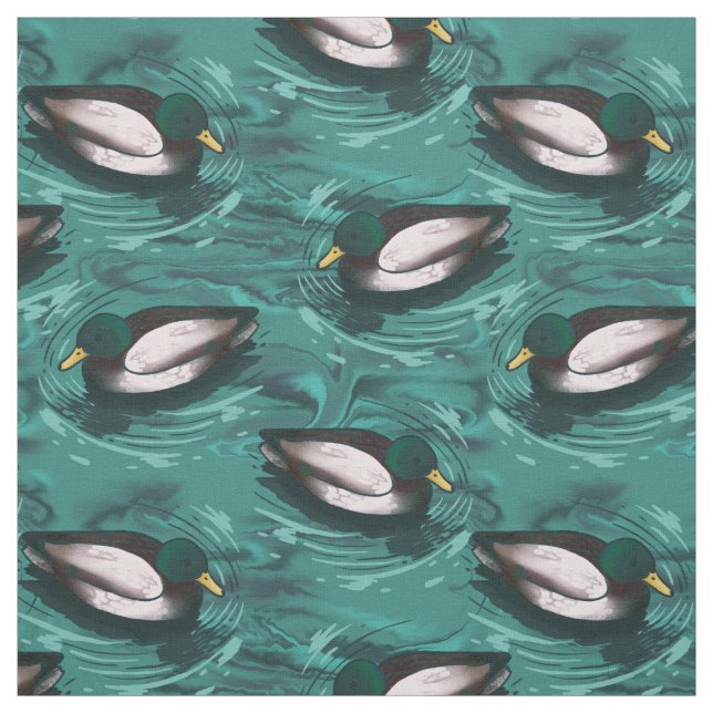 Tecido Mallards Nadando no Padrão de Água (Modelo)