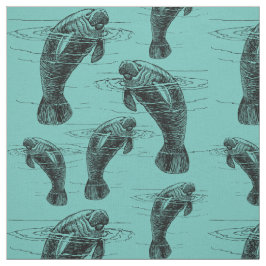 Tecido Manatee Illustration Pattern