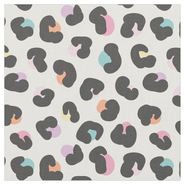Tecido Manchas-leopardo multicoloridas e bonitas em branc (Detalhe)