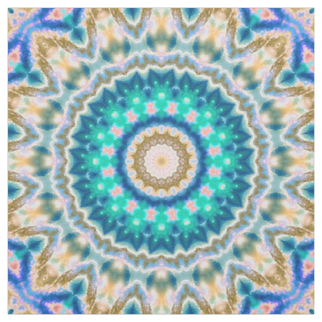 Tecido Mandala amarela turquesa (Modelo)