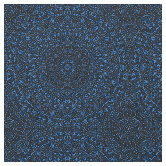 Tecido Mandalá Azul Azure com Simetria Hipnótica (Detalhe)