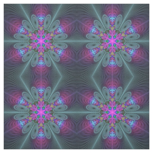 Tecido Mandala Colorida Marcante Arte Fractal Caleidoscóp (Modelo)