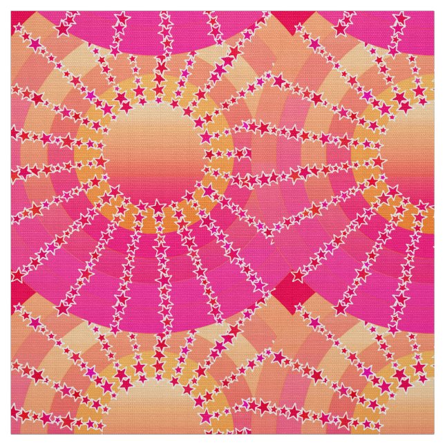 Tecido Mandala com estrelas - gradiente de cetim rosa e c (Modelo)