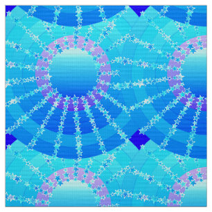 Tecido Mandala com estrelas - gradiente de cetim turquesa