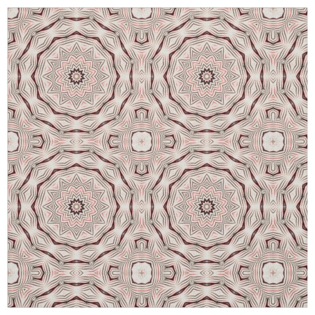 Tecido Mandala cremosa, rosa macio, branca e castanha. (Modelo)