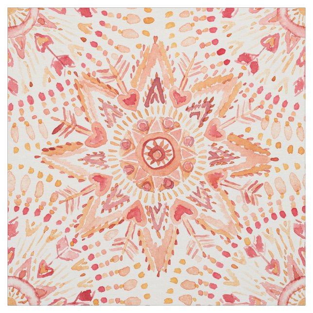 Tecido Mandala da aguarela do FOGO do GUERREIRO (Modelo)