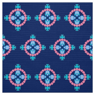 Tecido Mandala de quatro pontos, Indigo Azul, Turquesa e