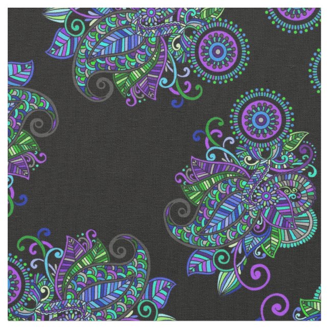 Tecido Mandala do pavão (Detalhe)