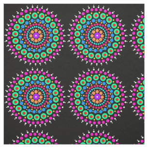 Tecido Mandala preto colorido bg