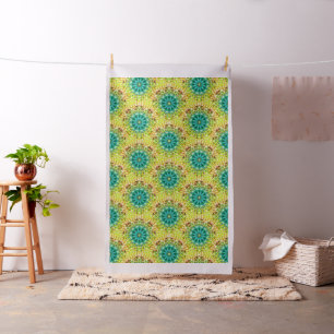 Tecido Mandala Rays Amarelo Verde + suas ideias