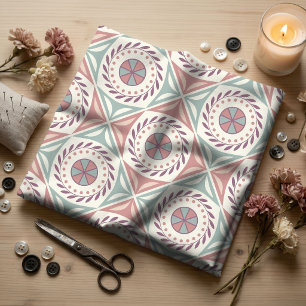 Tecido Mandalas Boho e Padrões de Azulejos Folclóricos em