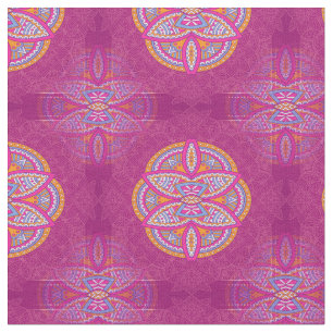 Tecido Mandalas em combinação padrões repetidos cor-de-ro
