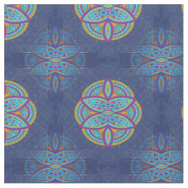 Tecido Mandalas em padrões azuis mistos
