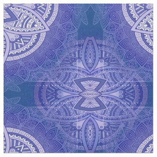 Tecido Mandalas em padrões de repetição mistos de azul ne