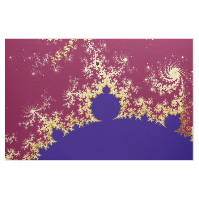 Tecido Mandelbrot Fractal Vermelho Dourado Azul (Jarda)
