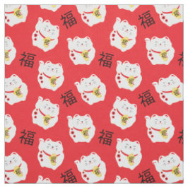 Tecido Maneki Neko Lucky Cat Chinês Símbolo