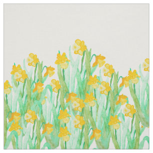 Tecido Mão bonito daffodil amarelo tirado da aguarela