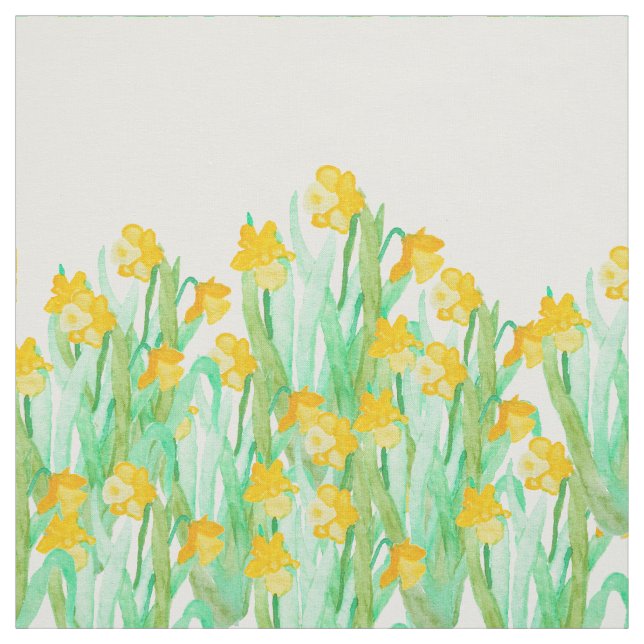 Tecido Mão bonito daffodil amarelo tirado da aguarela (Modelo)