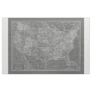 Tecido Mapa cinzento e branco do quadro dos Estados