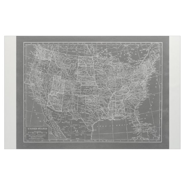 Tecido Mapa cinzento e branco do quadro dos Estados (Jarda)