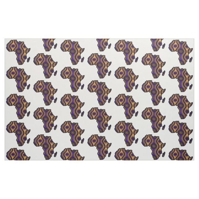 Tecido Mapa da África Dourada Roxo (Fat Quarter)