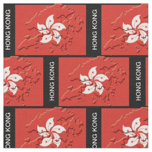 Tecido Mapa de Sinalizador HONG KONG com Texto PERSONALIZ