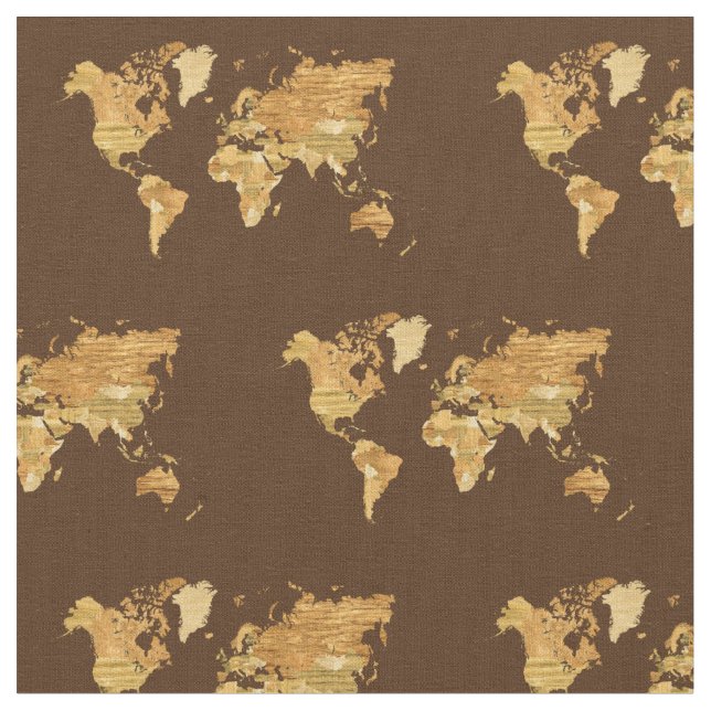Tecido Mapa do mundo de madeira (Detalhe)