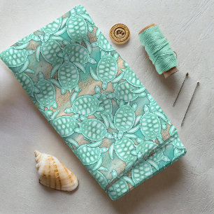 Tecido Mar das tartarugas e areia minúsculos ID696