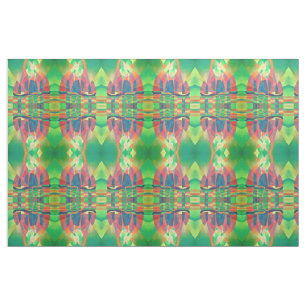Tecido Mar de Verde com Lixo Abstrato Cubista