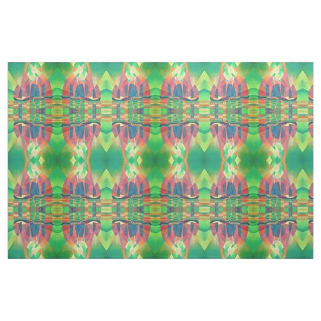 Tecido Mar de Verde com Lixo Abstrato Cubista (Fat Quarter)