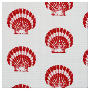 Tecido Mar Shell - vermelho escuro e branco