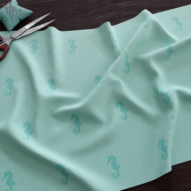 Tecido Mar Verde (Seahorse pattern fabric just for you)