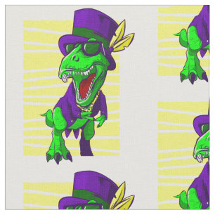 Tecido mardi gras dinossauro trex engraçado
