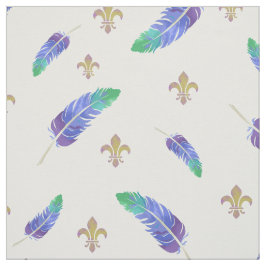 Tecido Mardi Gras Feather e Fleur de Lis Pattern