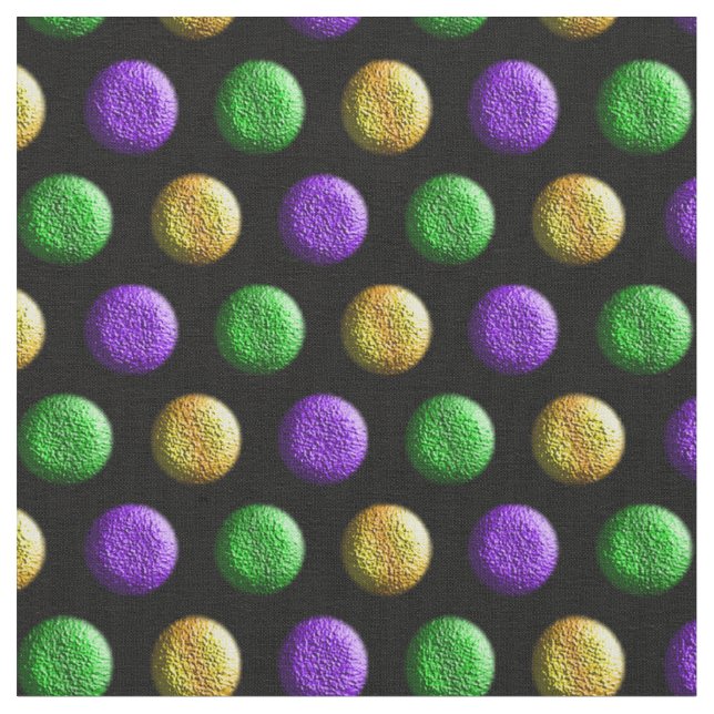 Tecido Mardi Gras Purple Green Bolinhas amarelas (Detalhe)