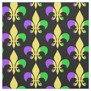 Tecido Mardi Gras Purple Green Fleur-de-Lis