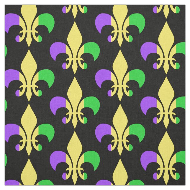 Tecido Mardi Gras Purple Green Fleur-de-Lis (Modelo)