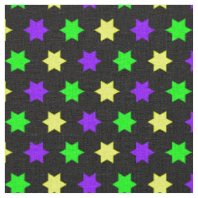 Tecido Mardi Gras Purple Green Yellow Stars (Detalhe)