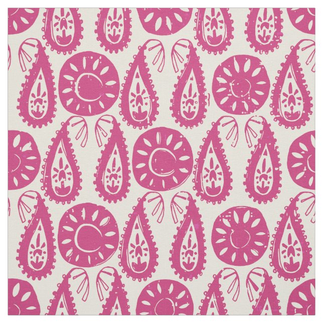 Tecido marfim rosa do bloco paisley (Modelo)