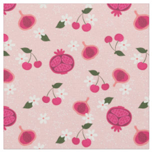 Tecido margarida floral de fruta de romã rosa