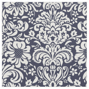 Tecido Marinho Azul - Damasco Floral