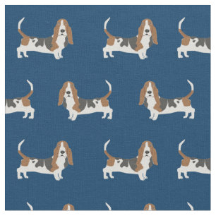 Tecido marinho azul de cão do Basset Hound