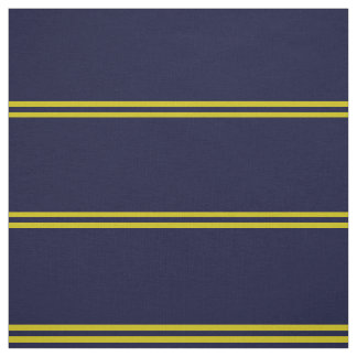 Tecido Marinho azul, design com listras douradas