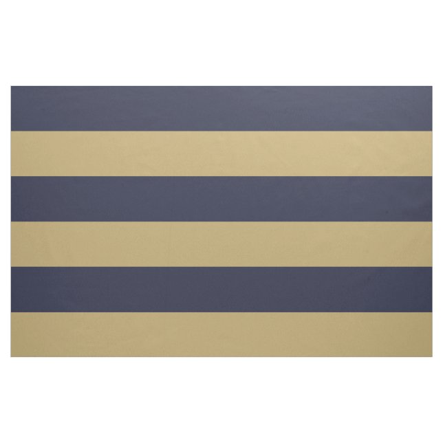 Tecido Marinho Azul e Dourado Amplas faixas Grande Escala (Jarda)